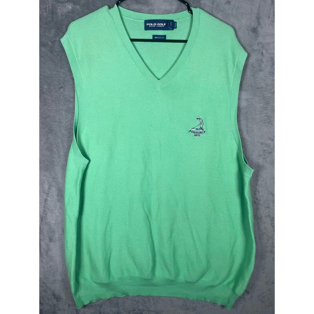 Polo Golf Ralph Lauren Pinehurst 1895 Mens XL Mint Green Cotton Sweater Vest